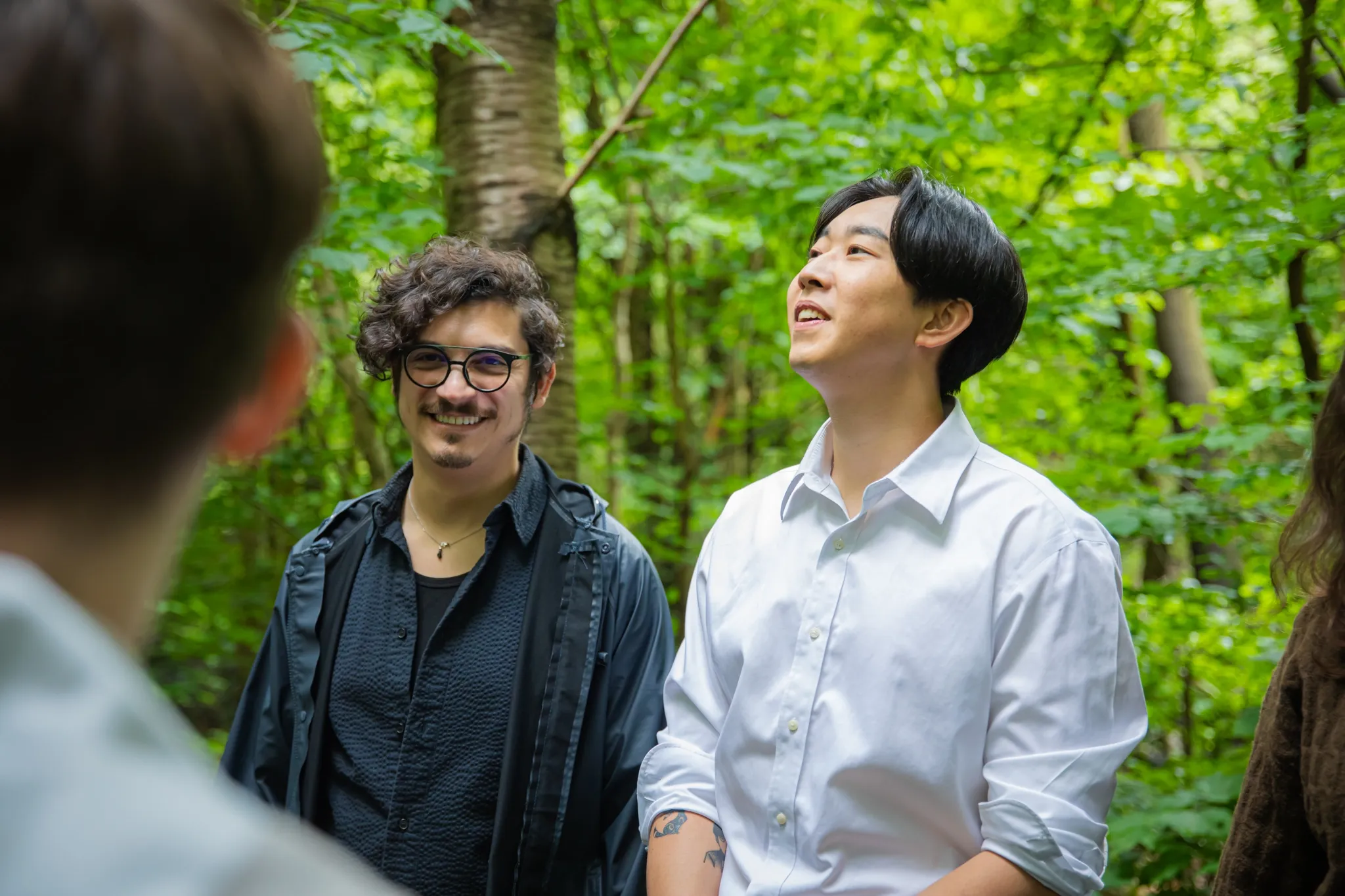 Daniel and Jimmy in the forest, a still from the film