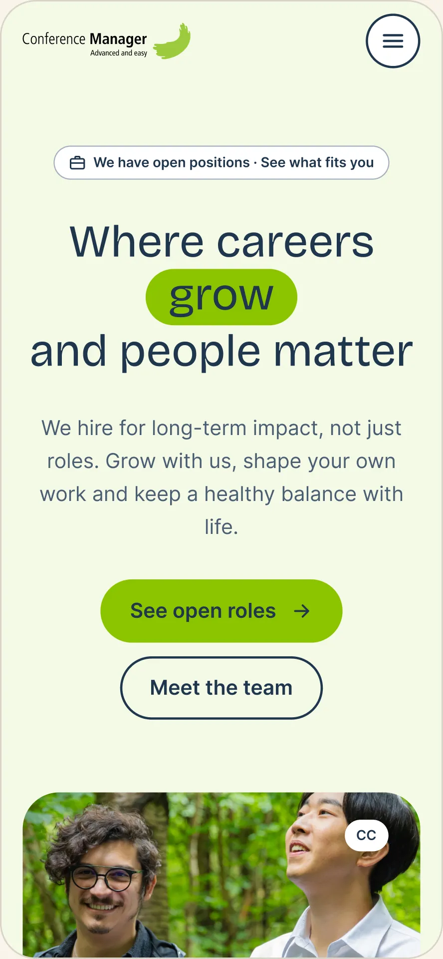 Career site: Home on a phone