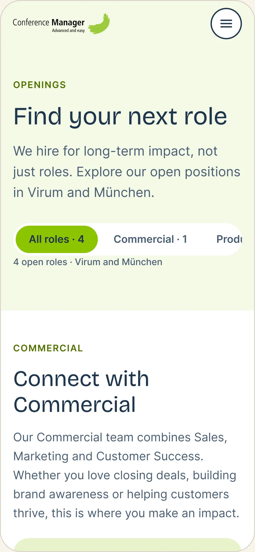 Career site: Openings on a phone