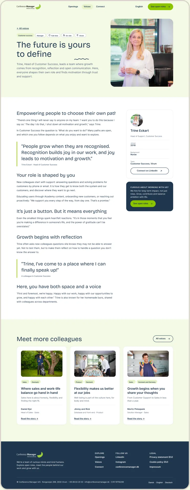 Career site page: Voice story