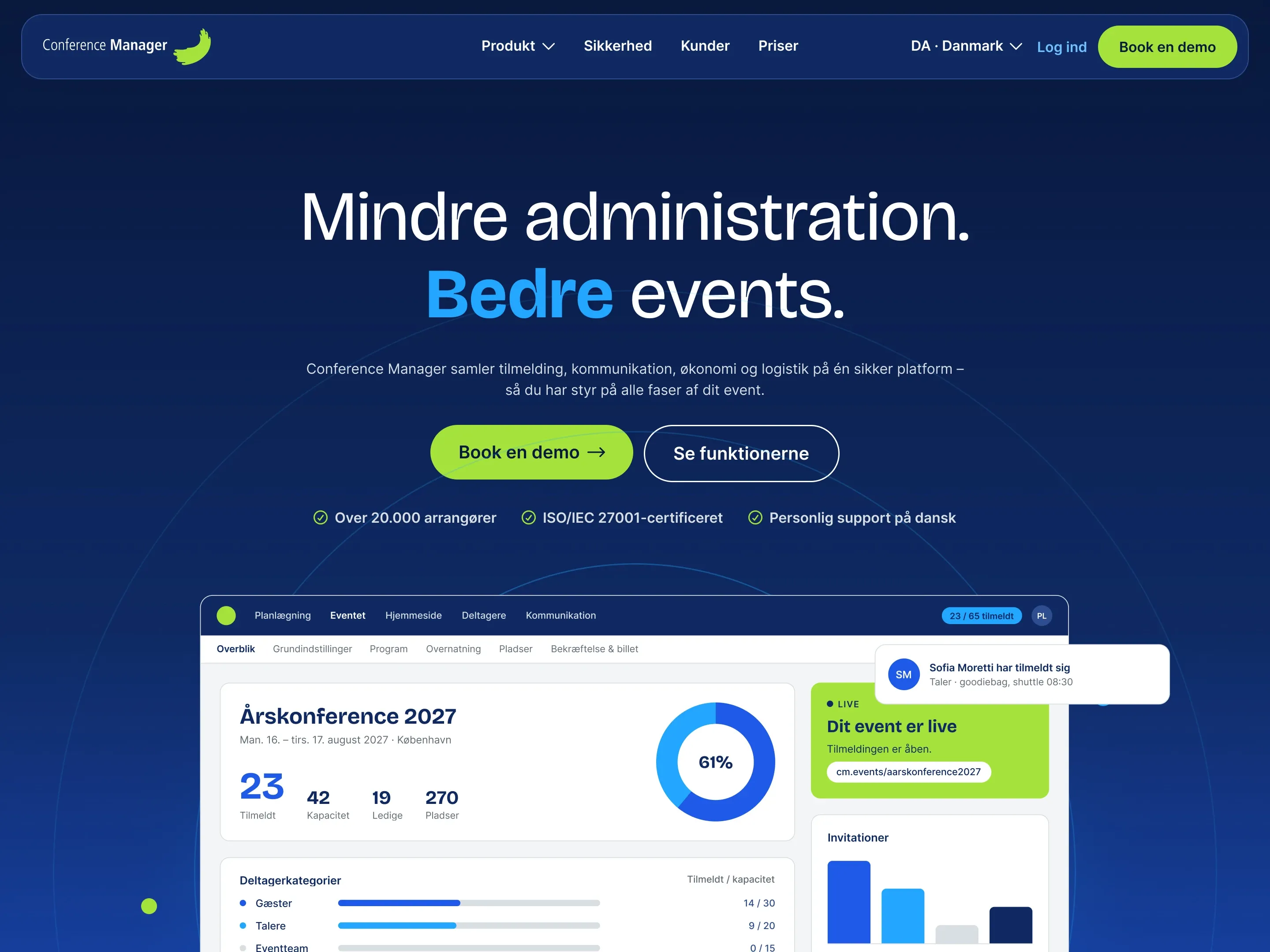 The Danish start page built from the master template